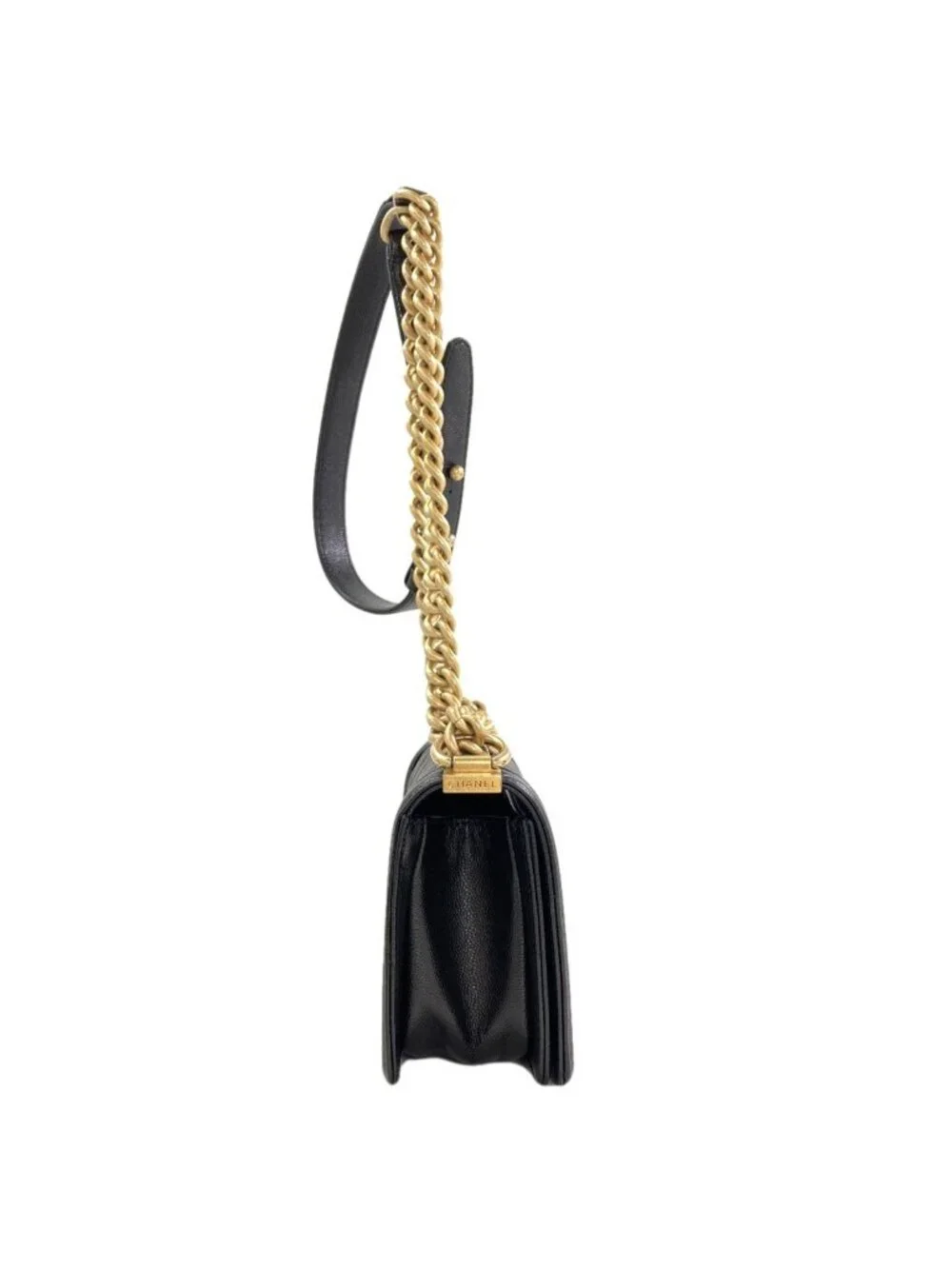 Chanel Boy Chain Shoulder Gold Bag Grained Calfskin